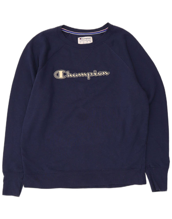 Champion Herre Grafisk Sweatshirt Jumper Large Navy Blue Polyester