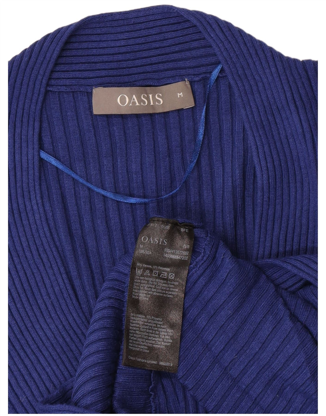 Oasis Dame V-hals sweater UK 12 Medium Blue Viscose