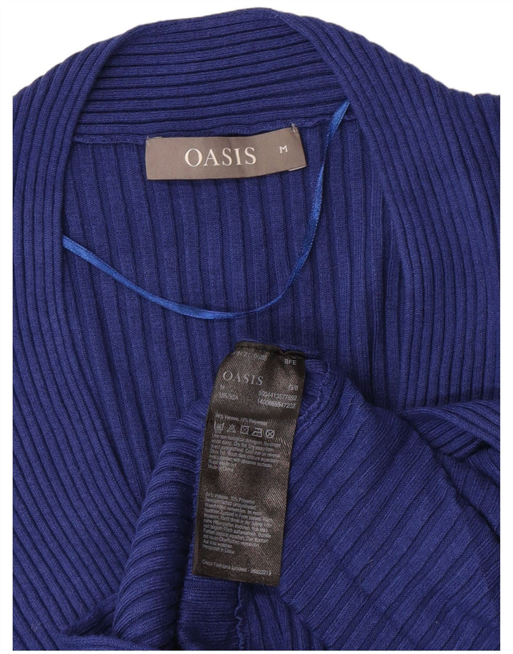 Oasis Dame V-hals sweater UK 12 Medium Blue Viscose