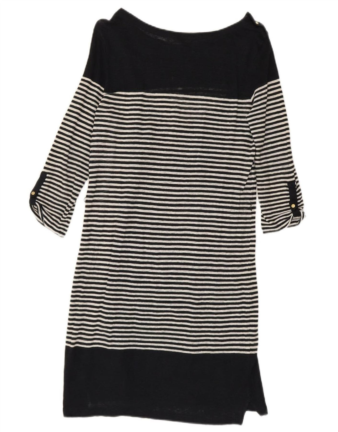 Massimo Dutti Dame 3/4 Ærmet Skift Kjole UK 10 Lille Sort Stribet