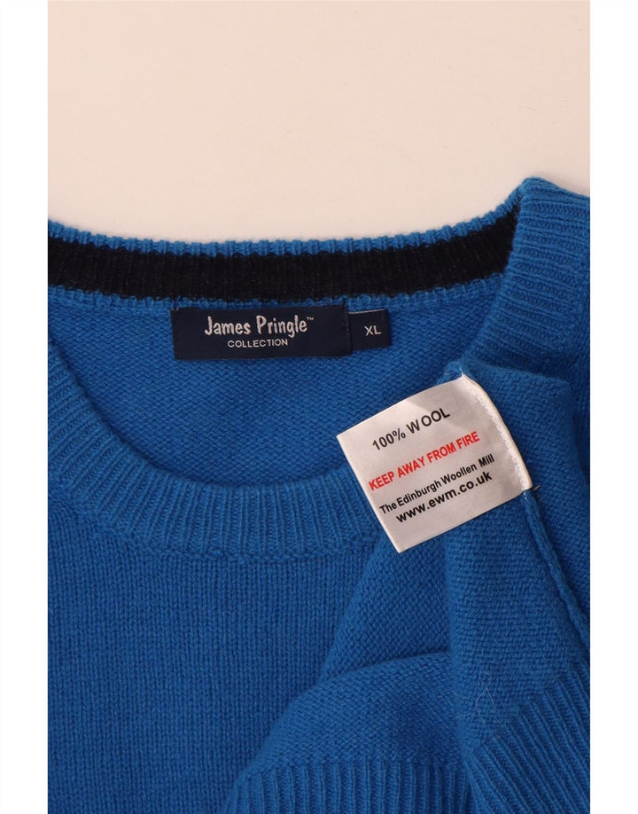 James Pringle Herre Jumper Sweater med rund hals XL blå uld