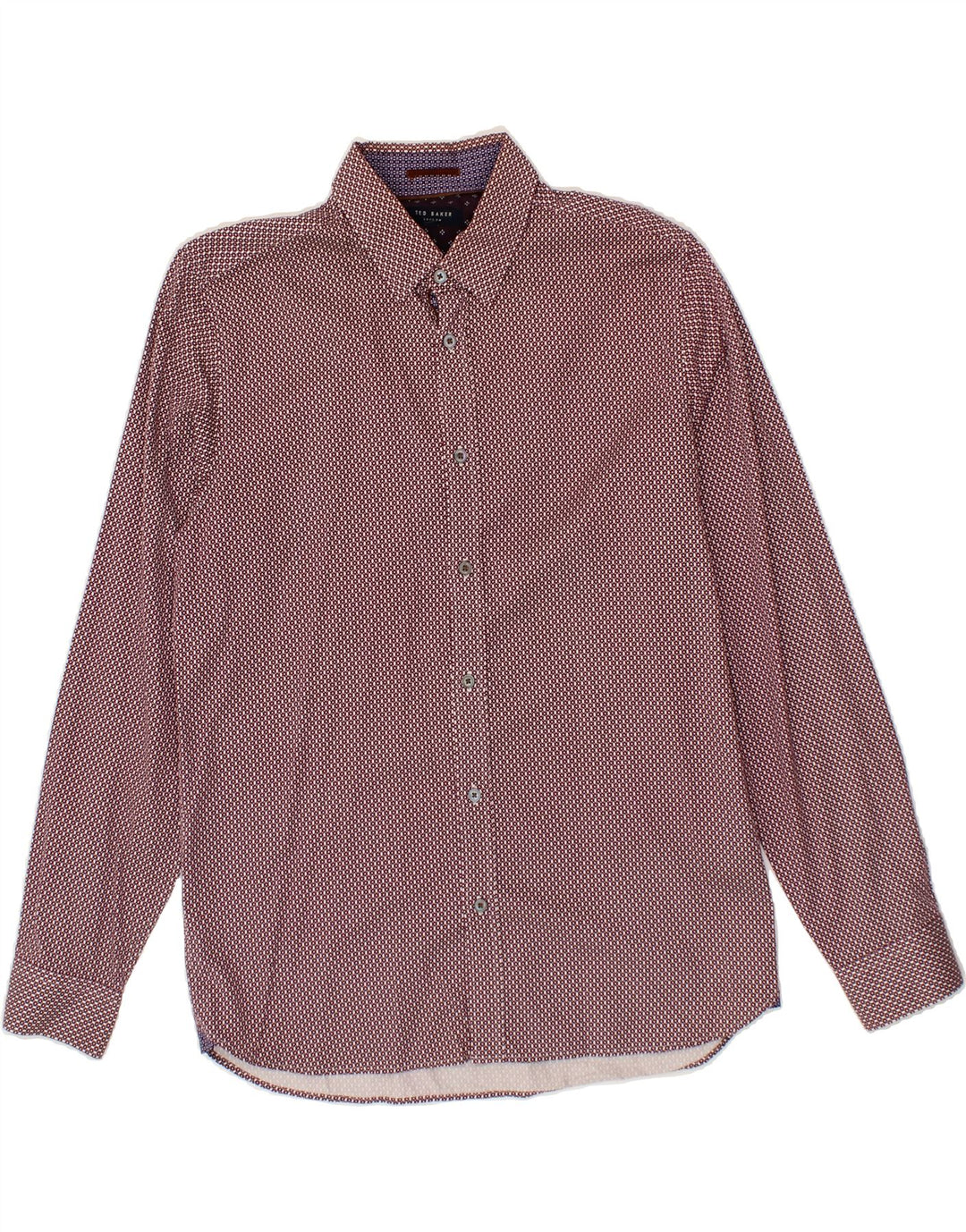TED BAKER Mens Abstract Pattern Shirt Size 4 Large Burgundy Cotton Vintage Ted Baker and Second-Hand Ted Baker from Messina Hembry 