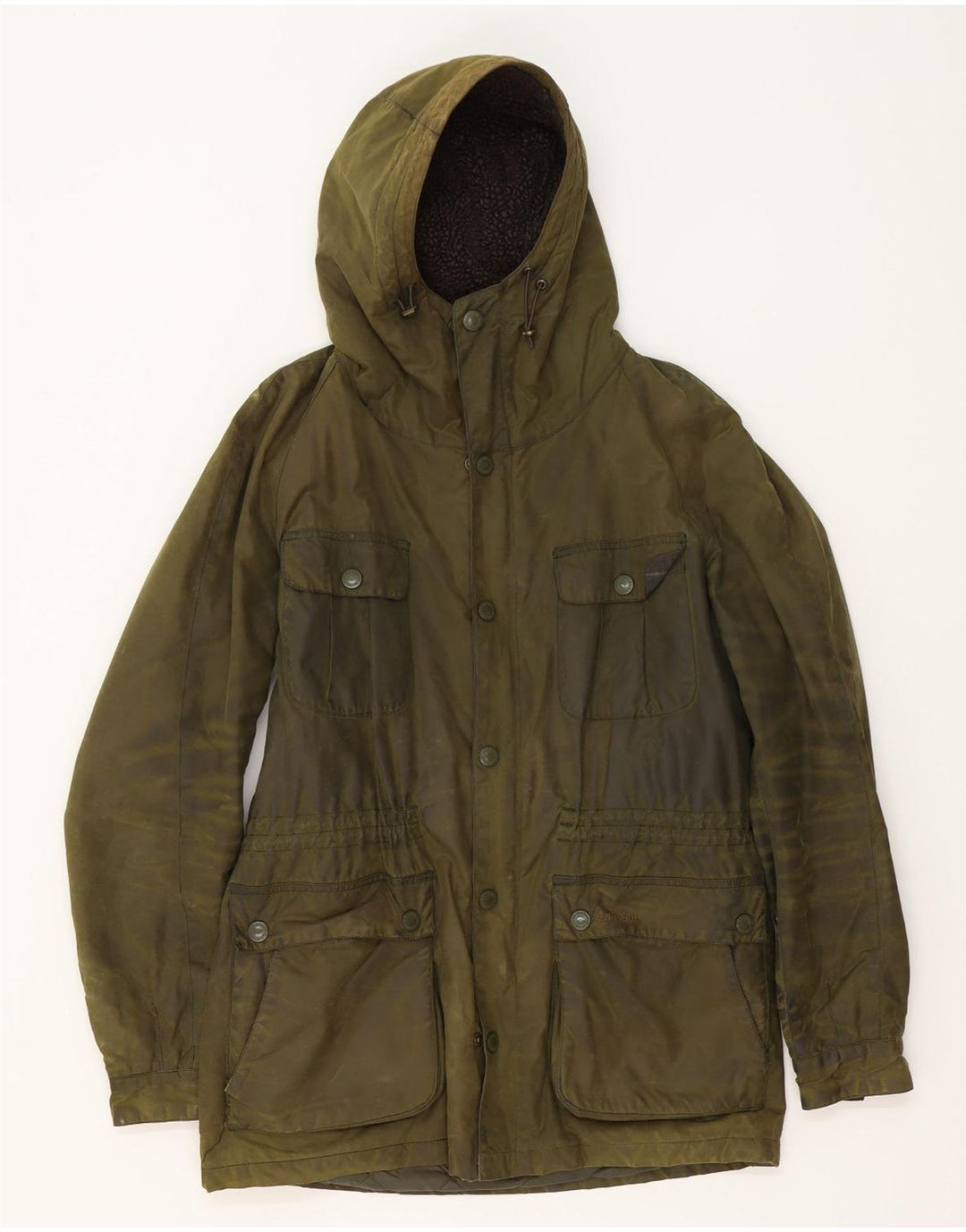 Barbour Herre Hættejakke i voksbehandlet bomuld UK 38 Medium Khaki Bomuld