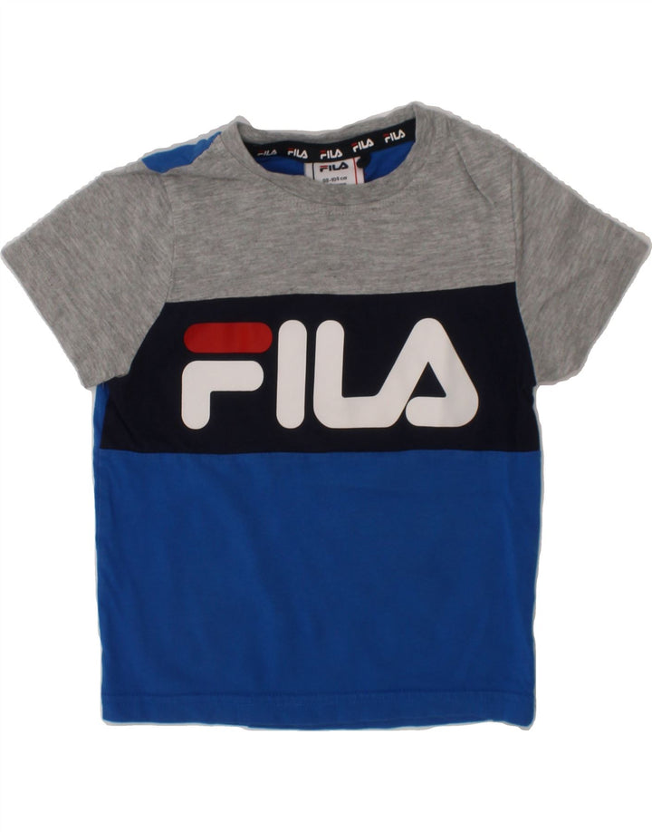 FILA Boys Graphic T-Shirt Top 3-4 Years Multicoloured Colourblock Cotton Vintage Fila and Second-Hand Fila from Messina Hembry 