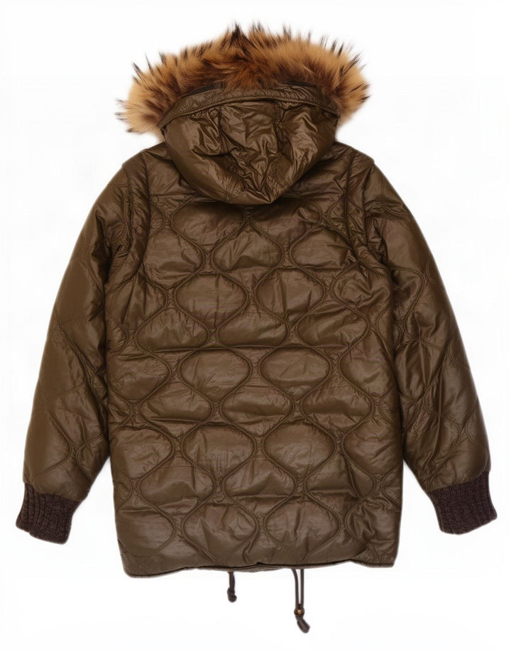 Iceberg Dame Hætte Polstret Frakke US 8 Medium Khaki Polyamid