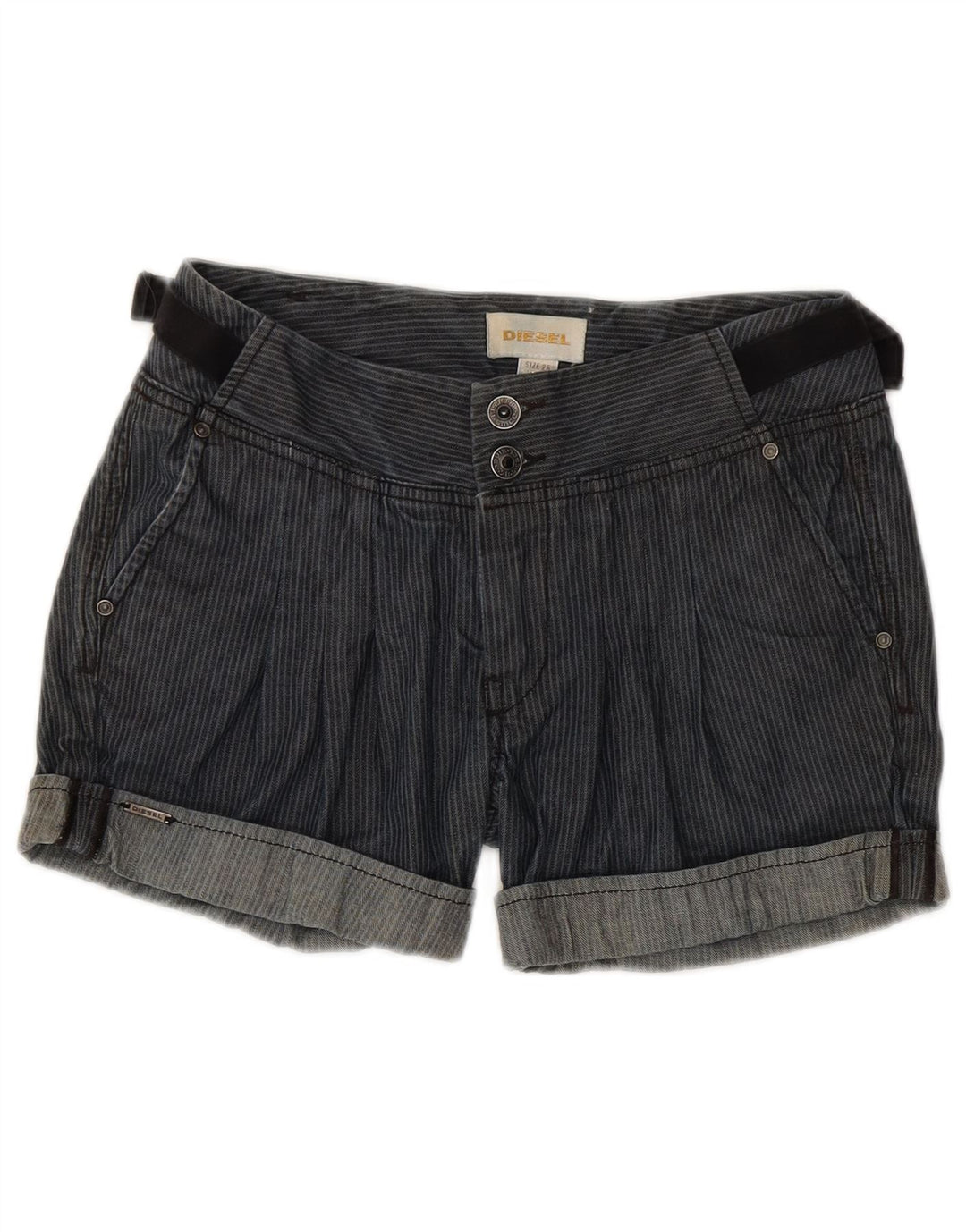Diesel Dame Hot Pants W26 Lille blå stribet bomuld