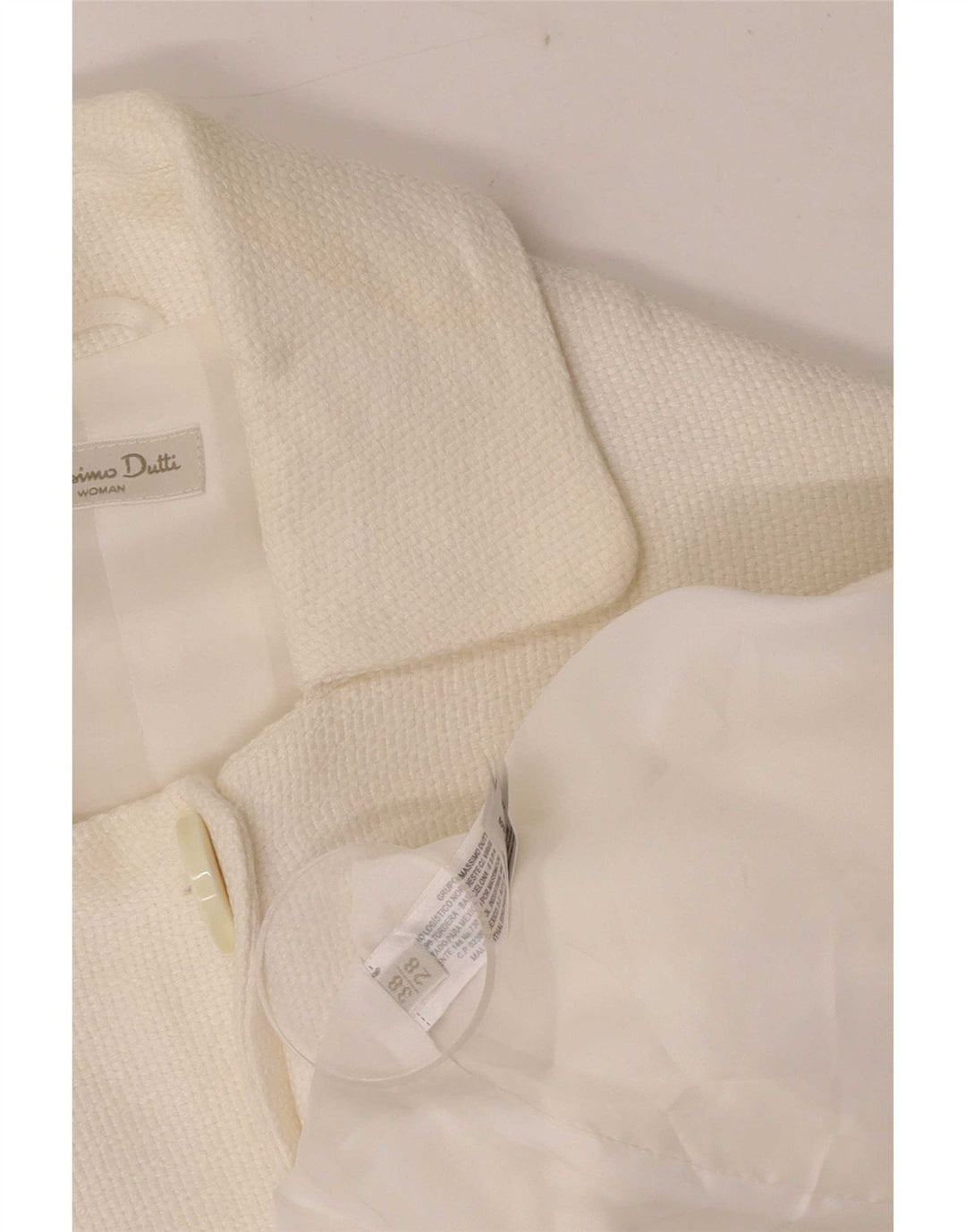 Massimo Dutti Dame Crop 2 Button Blazer Jacket EU 38 Medium White