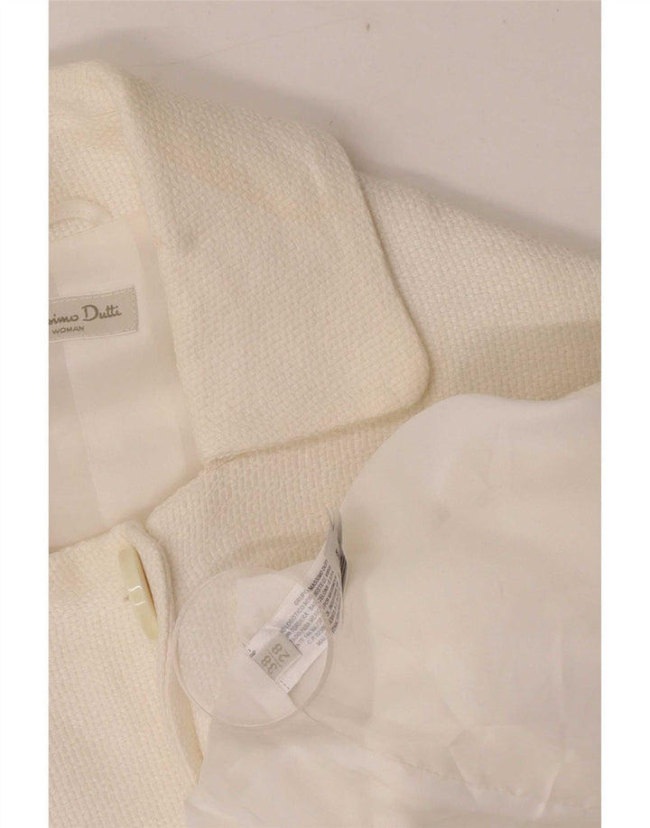 Massimo Dutti Dame Crop 2 Button Blazer Jacket EU 38 Medium White