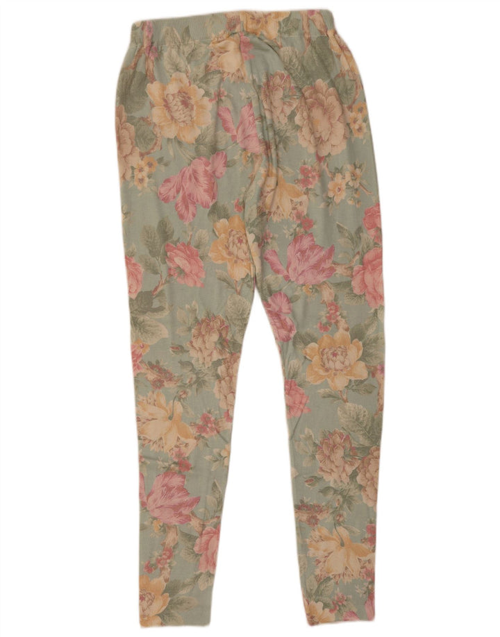 Vintage leggings til kvinder UK 12 Medium Blue Floral Viscose