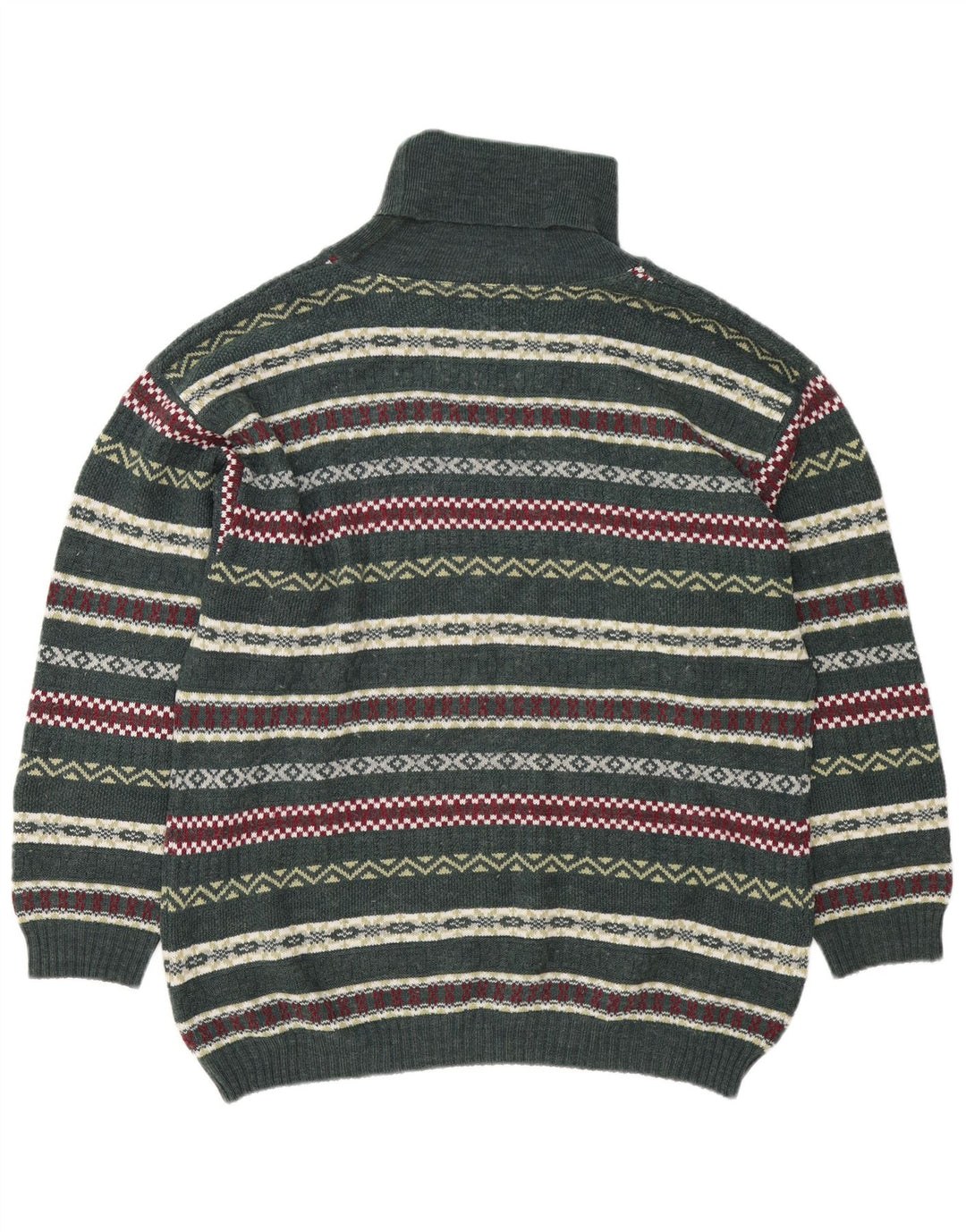 Vintage Herre rullehals sweater Large Green Fair Isle