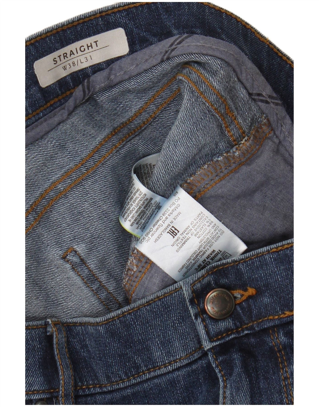 Marks & Spencer Straight Jeans til mænd W38 L31 Blå bomuld