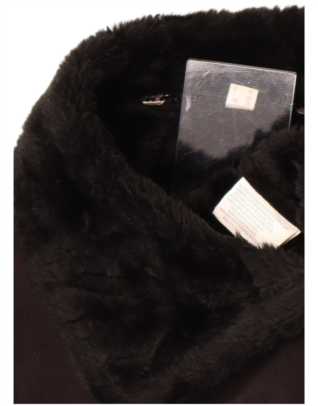 Vintage Sherpajakke til kvinder UK 26 5XL Sort Akryl