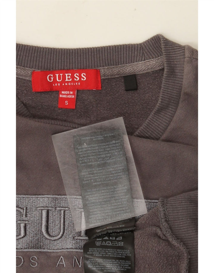 Guess Womens Grafisk Oversized Sweatshirt Jumper UK 10 Small Grey Bomuld