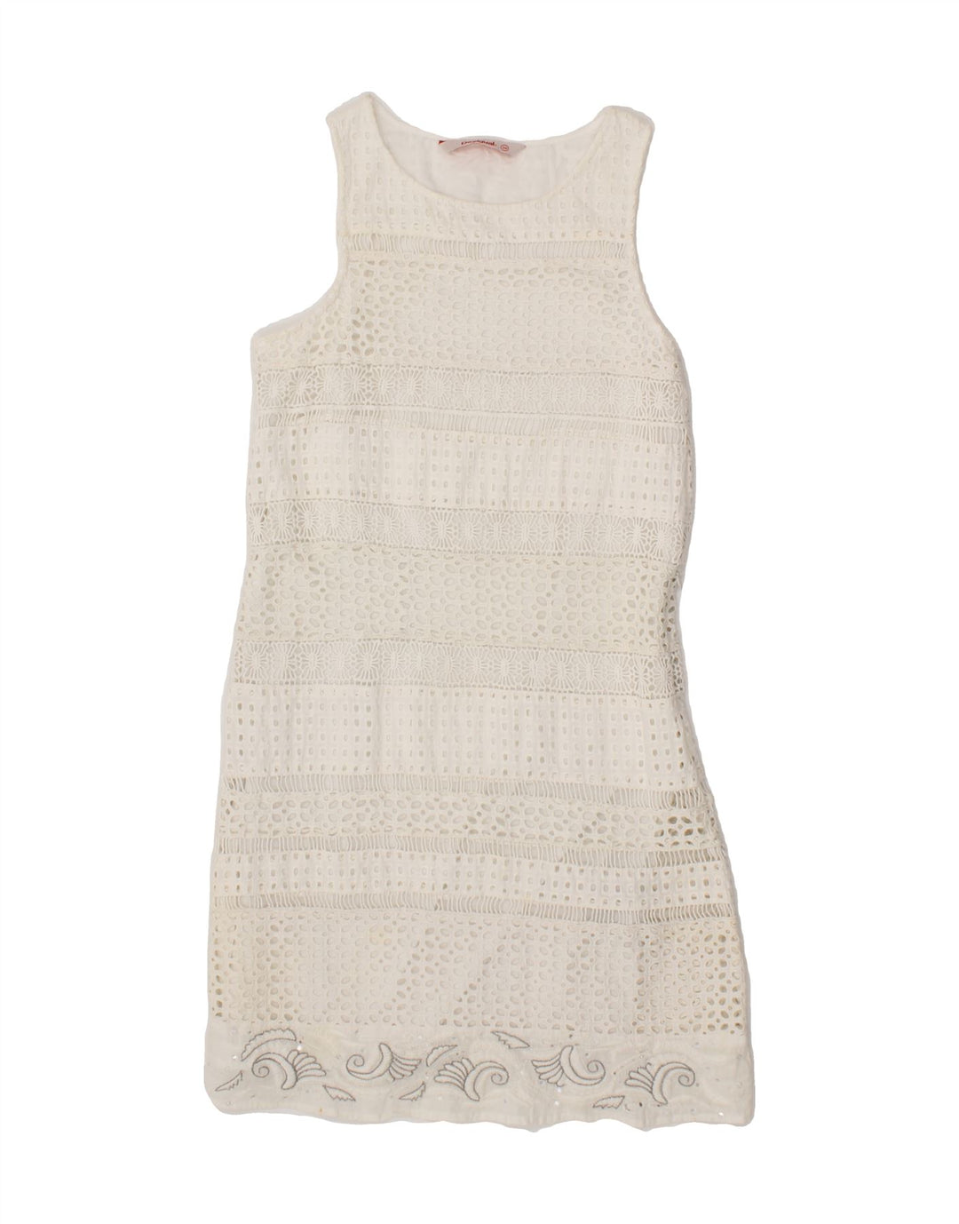 DESIGUAL Womens Sleeveless Sheath Dress EU 36 Small White Cotton Vintage Desigual and Second-Hand Desigual from Messina Hembry 