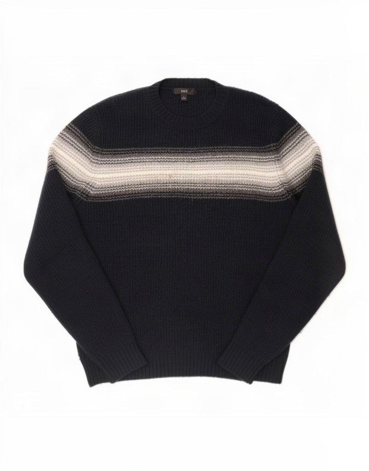 Marks & Spencer Herre sweater med rund hals, stor marineblå farveblok