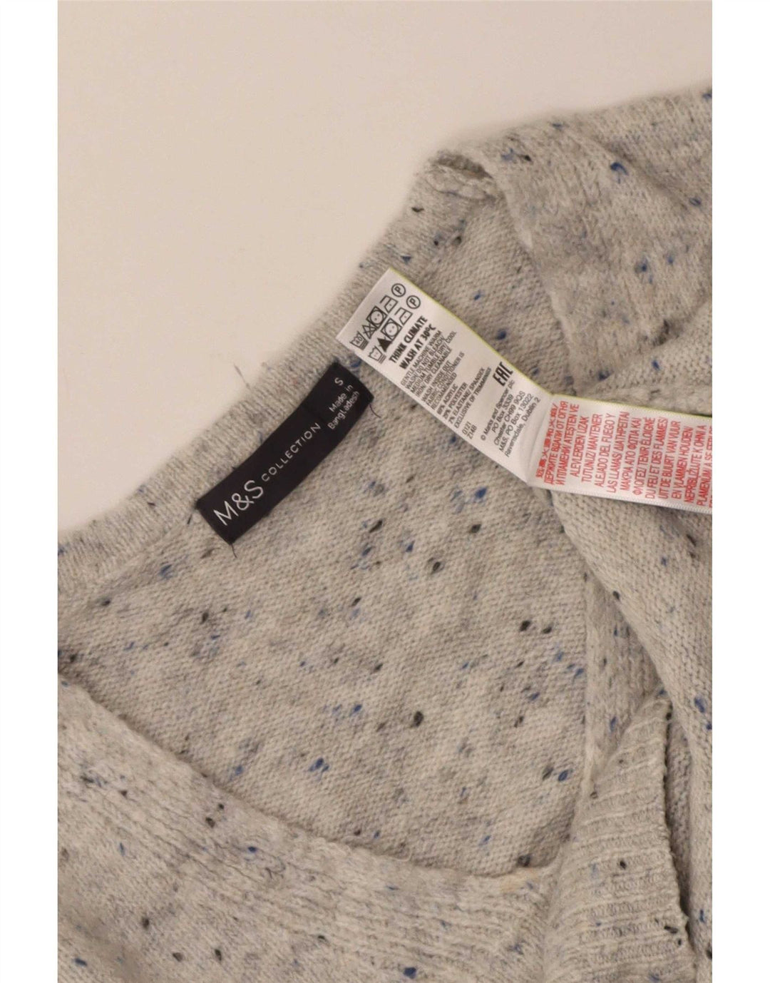 Marks & Spencer Dame V-hals sweater UK 10 Small Grey Flecked