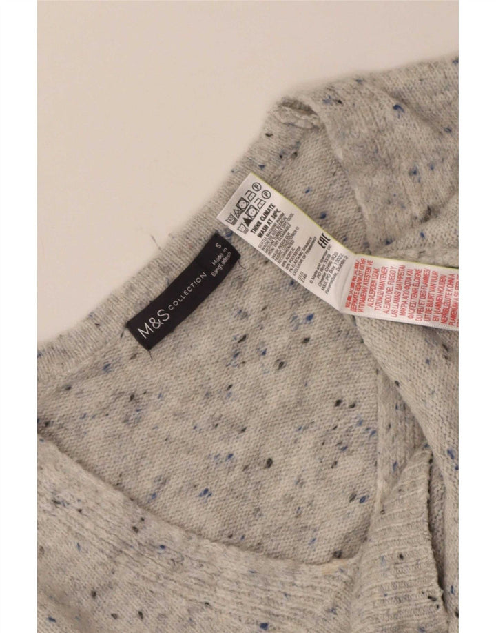 Marks & Spencer Dame V-hals sweater UK 10 Small Grey Flecked