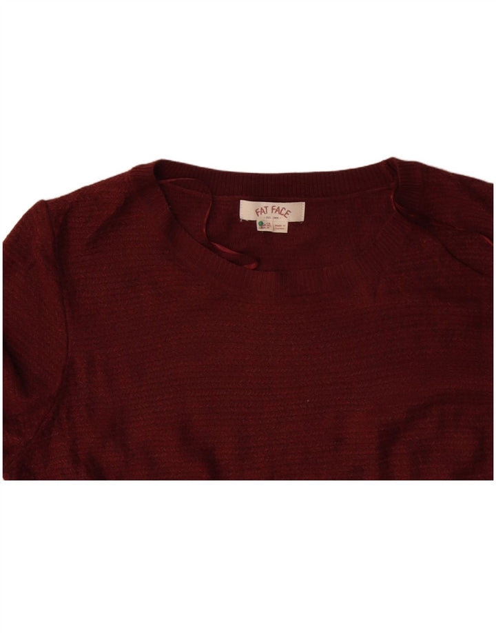 FAT FACE Dame 3/4-ærmet Jumper Dress UK 12 Medium Maroon Akryl