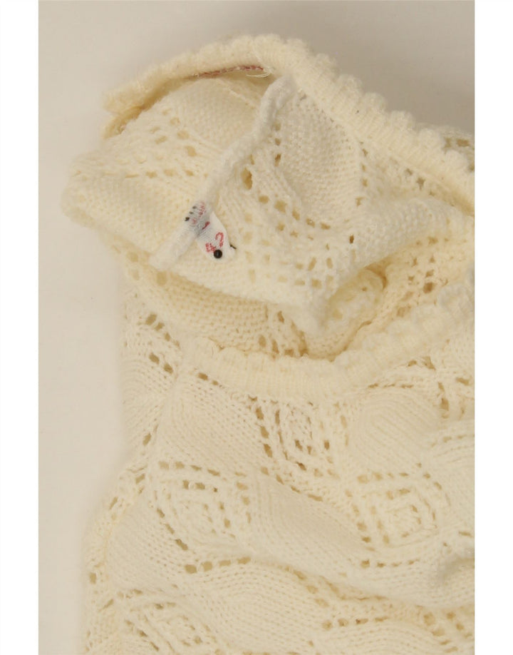 VINTAGE Womens Crew Neck Jumper Sweater IT 42 Medium Off White Synthetic Vintage Vintage and Second-Hand Vintage from Messina Hembry 