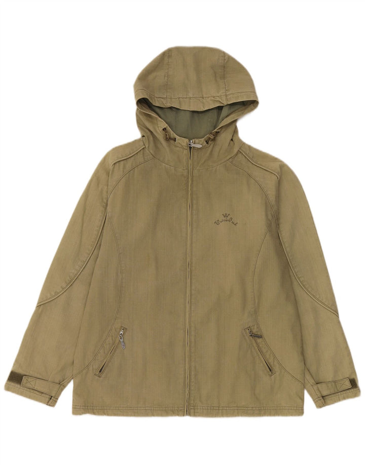 Weird Fish Herre Hooded Bomber Jacket UK 40 Large Khaki Cotton
