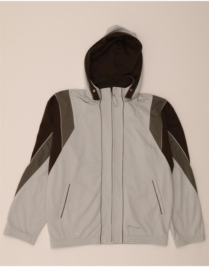 CHAMPION Mens Hooded Full Tracksuit Large  Grey Colourblock Polyester Vintage Champion and Second-Hand Champion from Messina Hembry 