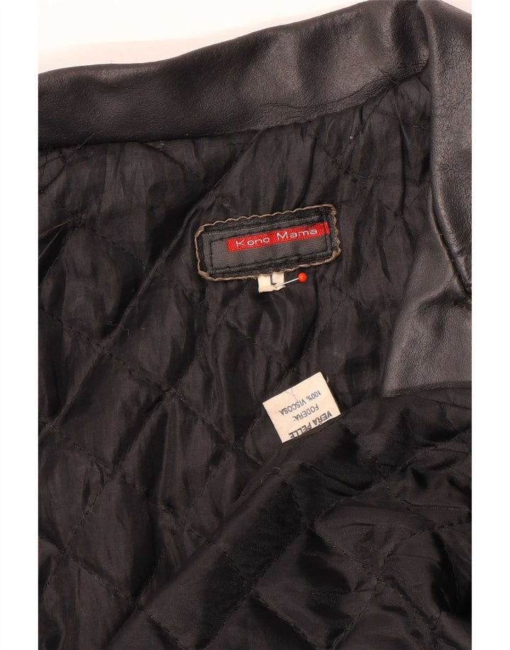 Vintage læderfrakke til kvinder UK 14 Large Black