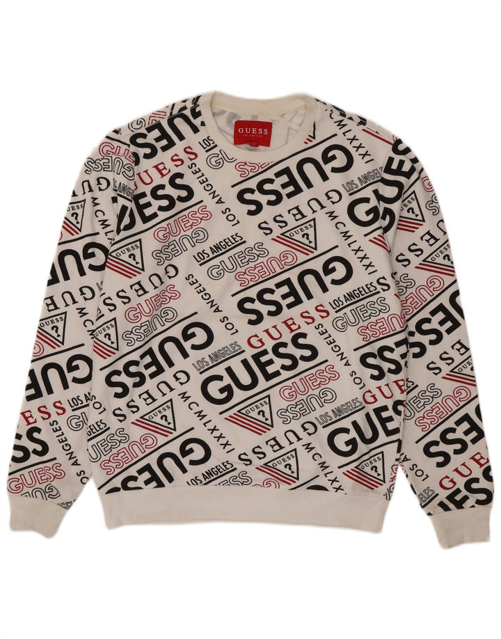 Guess Herre grafisk sweatshirt Jumper Medium Hvid Bomuld