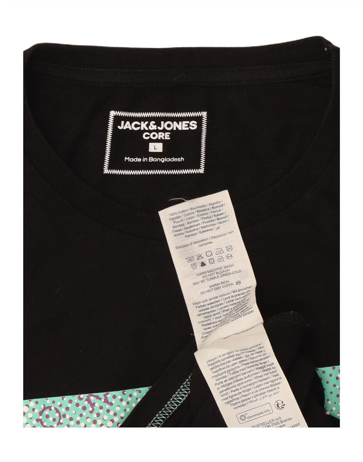 JACK & JONES Mens Graphic T-Shirt Top Large Black Cotton Vintage Jack & Jones and Second-Hand Jack & Jones from Messina Hembry 