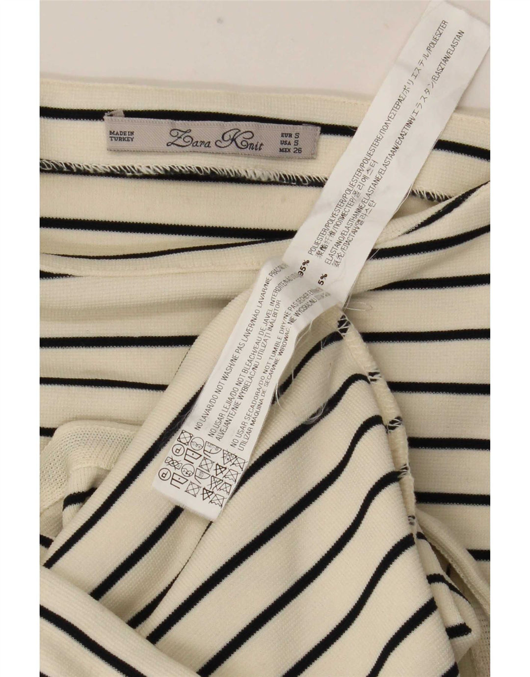 Zara Dame ærmeløs Maxikjole UK 10 Lille hvid stribet polyester