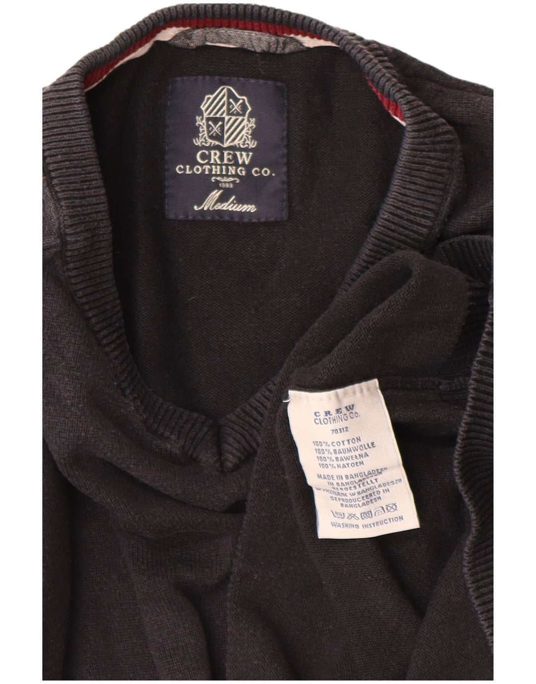 CREW TØJ Herre V-hals sweater Medium Sort Bomuld