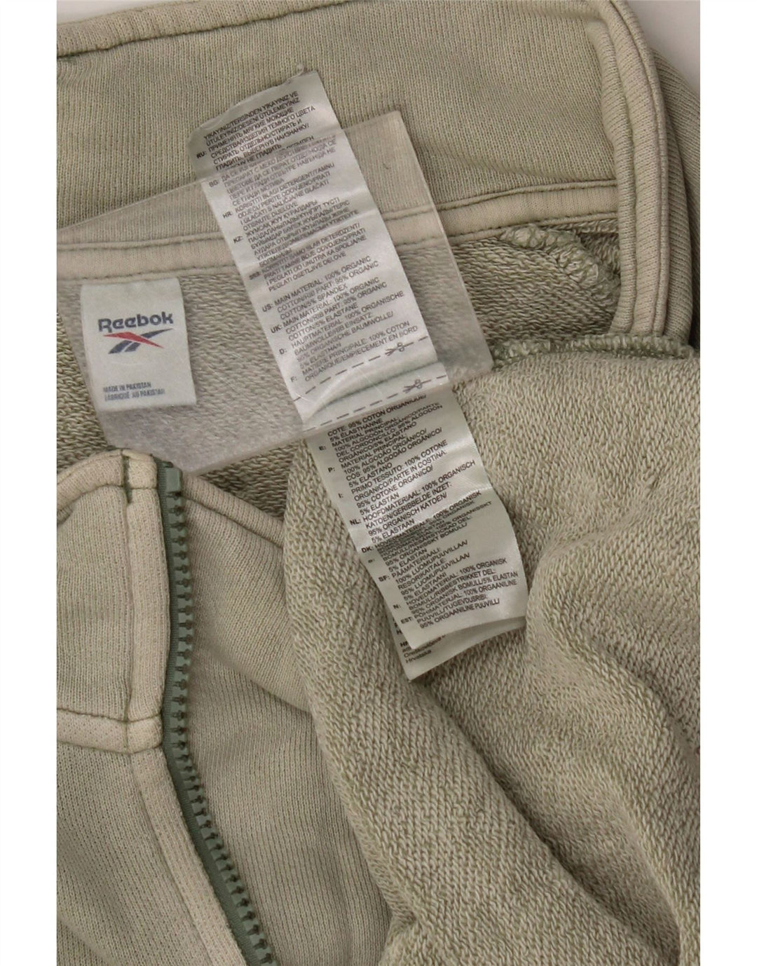 REEBOK Sweatshirt med lynlås til mænd, stor Khaki Bomuld