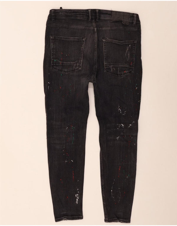 Zara Mens Distressed Skinny Jeans EU 44 Large W34 L27 Grå Bomuld