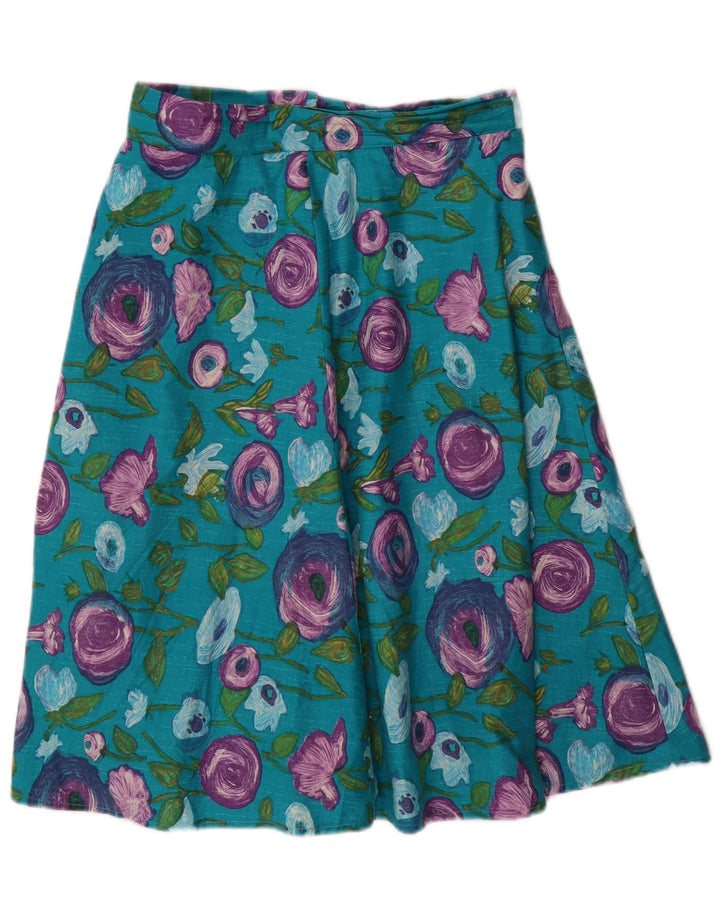 VINTAGE A-line nederdel til kvinder W28 Medium Blue Floral