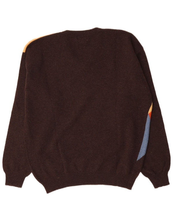 Les Copains Mens Blue Eagle V-Neck Jumper Sweater IT 54 XL Brown