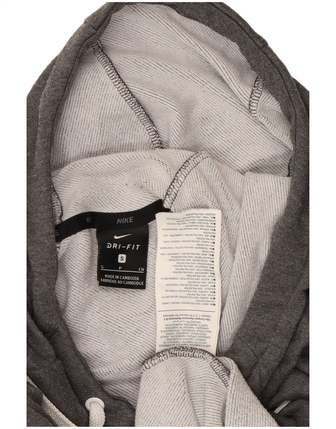 Nike Herre Dri Fit Grafisk Hoodie Jumper Lille Grå Polyester