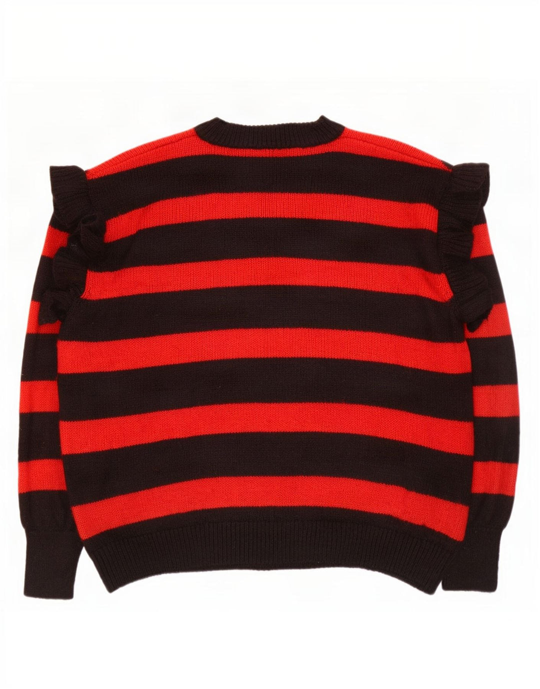 Zara Dame Oversized Boat Neck Jumper Sweater UK 14 Medium Sort Stribet