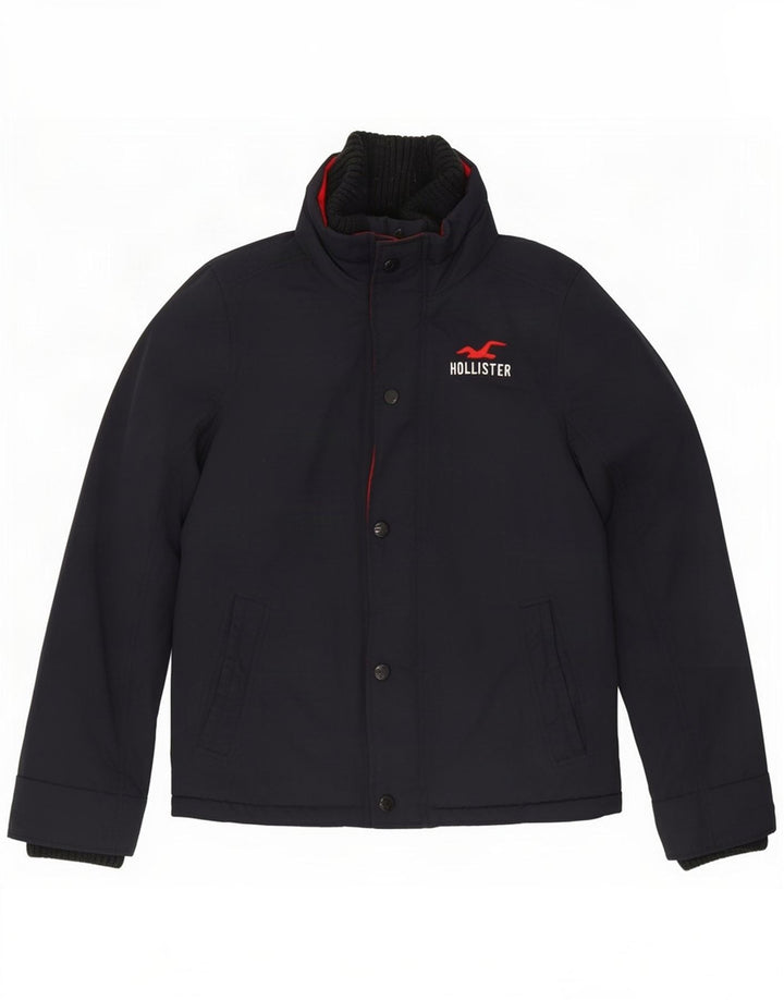 Hollister Herre Windbreaker Jacket UK 38 Medium Navy Blue Nylon