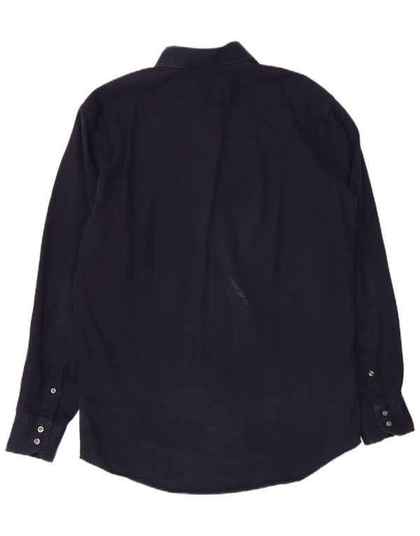 LACOSTE Herre Regular Fit skjorte størrelse 40 Medium marineblå bomuld