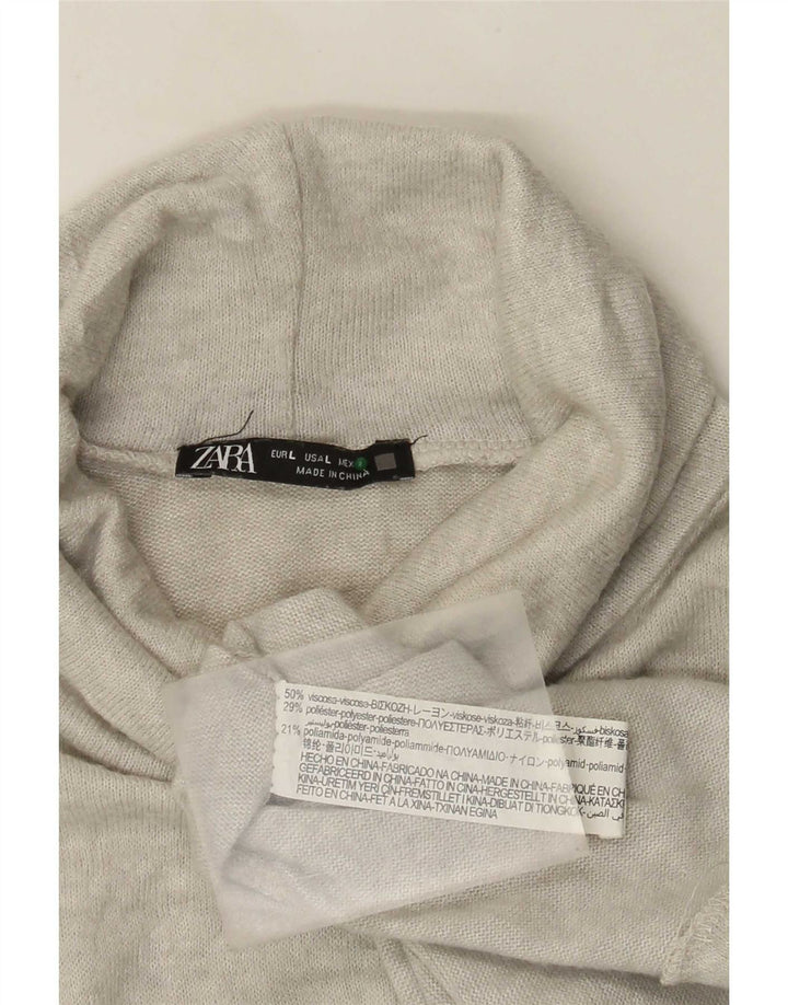 Zara Dame Top Langærmet UK 14 Stor Grå Flecked Viscose