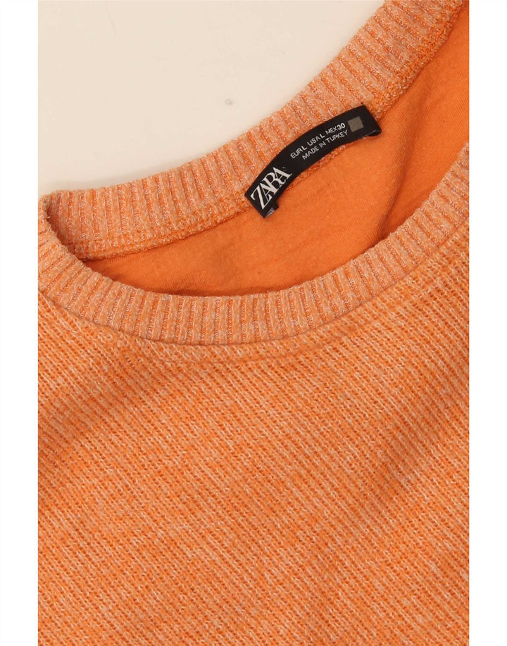 Zara Dame Crop Top Langærmet UK 16 Large Orange