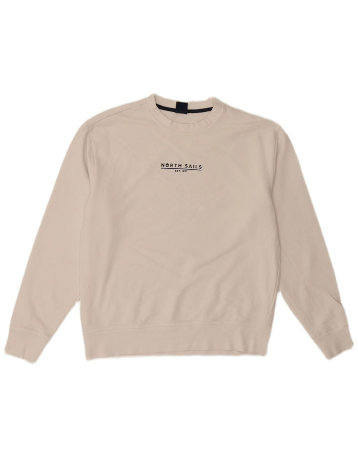 North Sails Herre Grafisk Sweatshirt Jumper Lille Hvid Bomuld