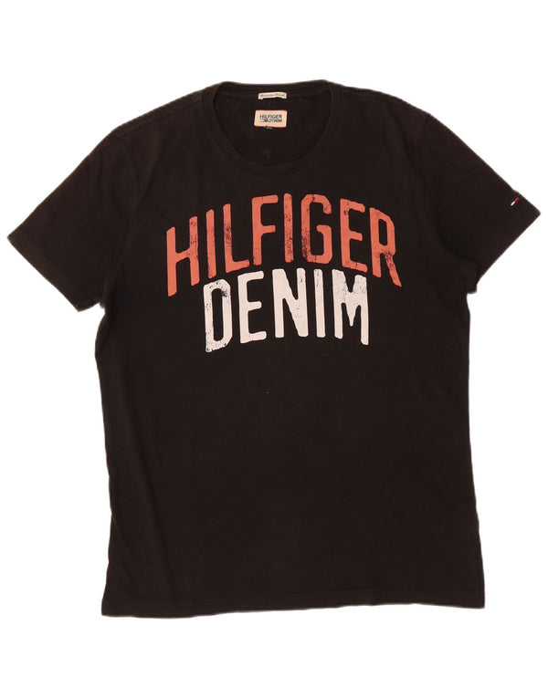 Tommy Hilfiger Herre Grafisk T-Shirt Top Stor Sort Bomuld