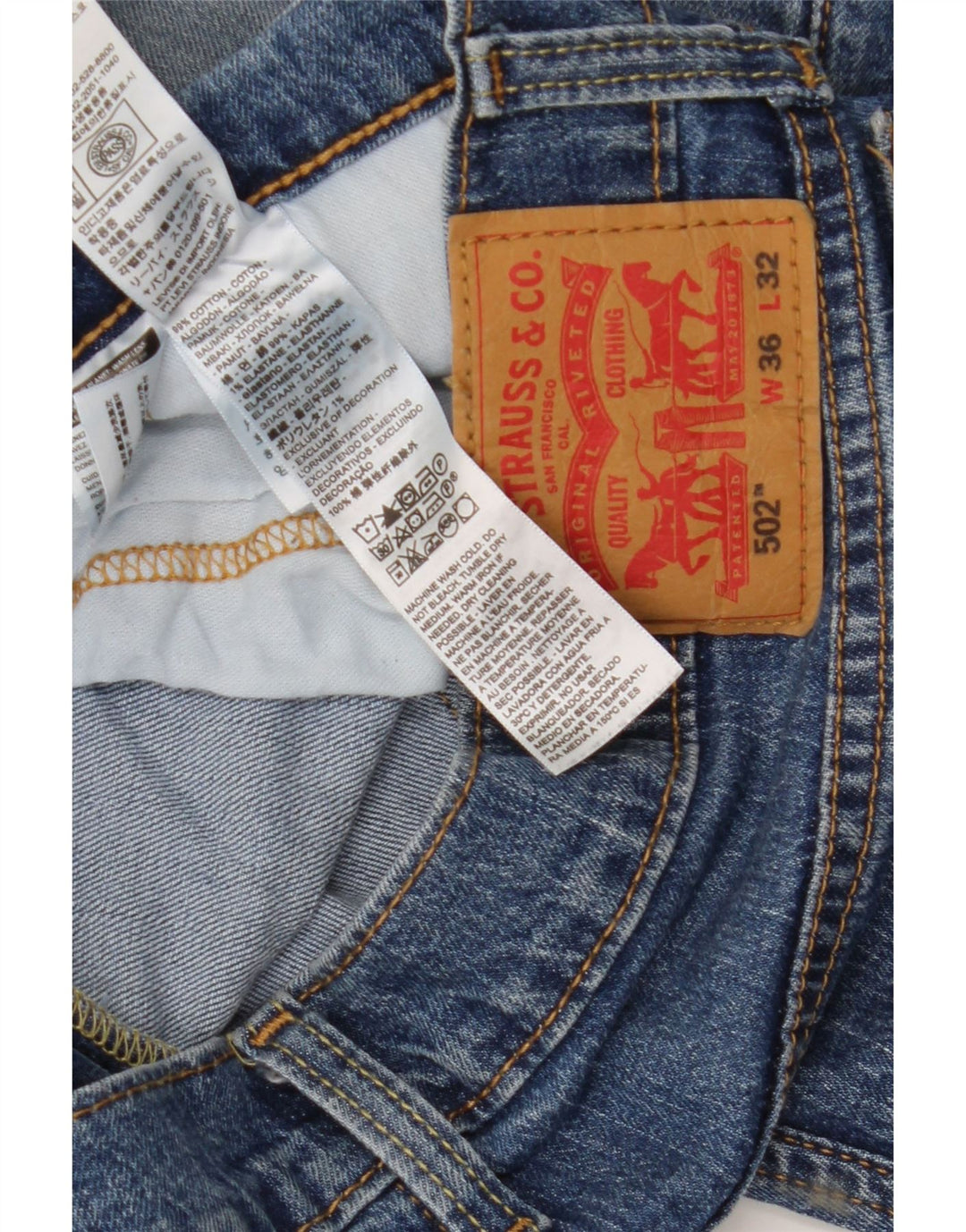 Levi's Herre 502 tilspidsede jeans W36 L32 blå bomuld