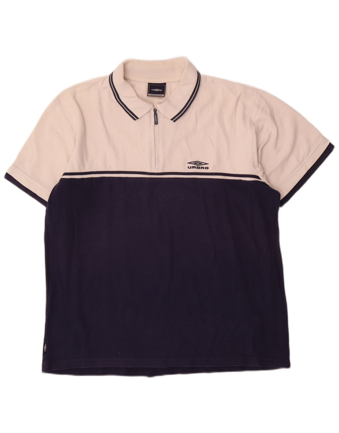 Umbro Herre Polo Shirt Medium White Colourblock Bomuld