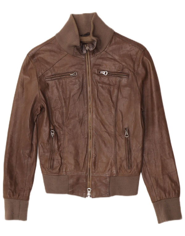 Vintage Dame Crop Læderjakke IT 40 Lille Brun