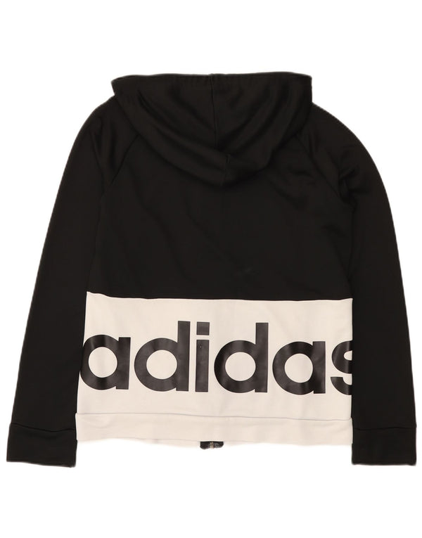 Adidas Grafisk hættetrøje med lynlås til kvinder UK 16/18 Stor sort farveblok