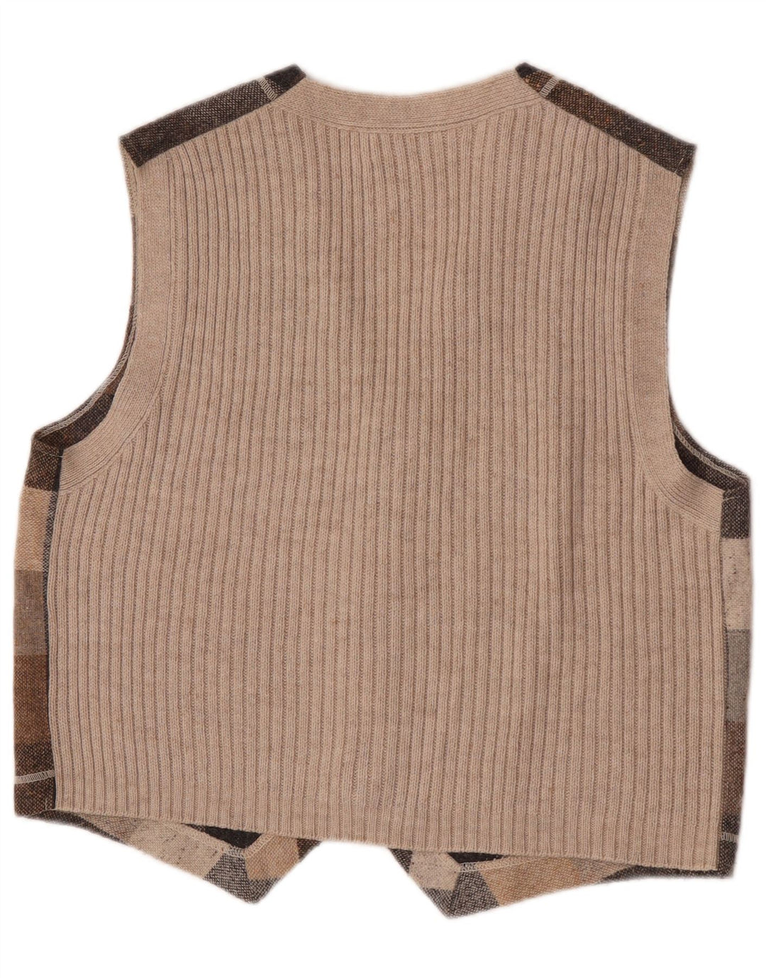 Vintage herrevest Stor beige ternet akryl