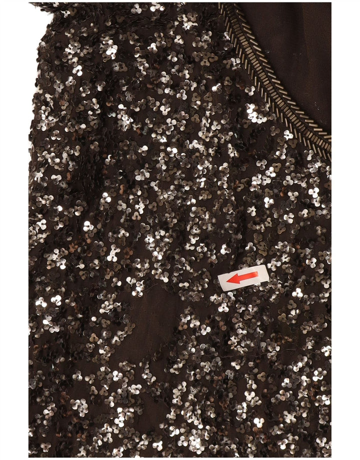 All Saints Dame Langærmet Bluse Top UK 14 Medium Grå