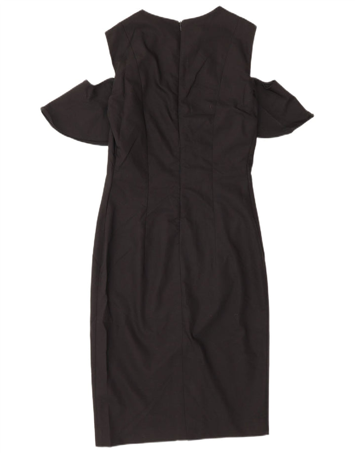 Zara Womens Off Shoulder Sheath Dress UK 12 Medium Black Bomuld
