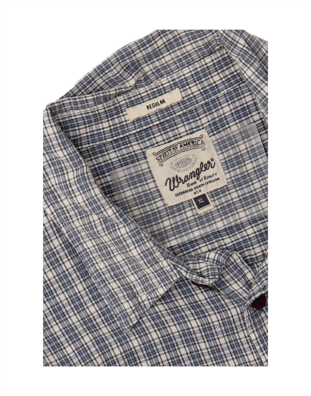 WRANGLER Mens Regular Fit Short Sleeve Shirt XL Blue Check Cotton Vintage Wrangler and Second-Hand Wrangler from Messina Hembry 
